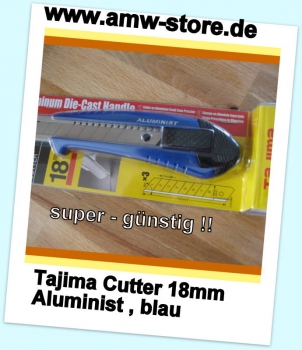 Tajima Aluminist Cuttermesser AC501 Metall 18mm , mit 3 klingen, versch. Farben,mit  Feststellrad